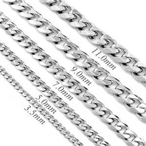 3/$35 5mm Stainless Steel 50cm Silver Cuban Link Chain Necklace Men Hip Hop